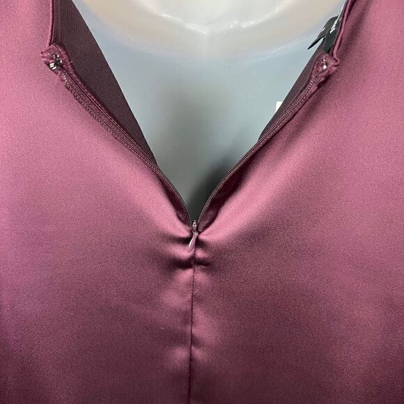 Alfani Blouse Top Bateau Neck Berry Jam Purple Zippered Back Side Slits Medium - Picture 13 of 15